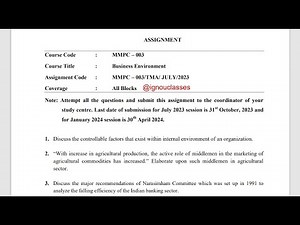 IGNOU MMPC-003 Solved Assignment July 2023 Jan 2024 [FREE] PDF || IGNOU MBA || Business Environment