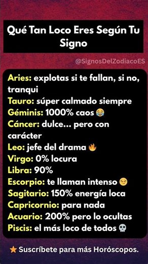 Qué Tan Loco Eres Según Tu Signo #astrología #signoszodiacales #zodiacales #signos