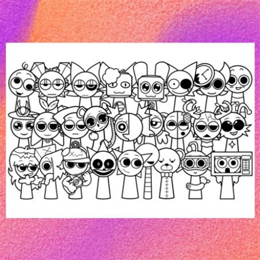 Sprunki OC Retake Pyramixed Coloring Page 1 PNG & 1 PDF A4 Size / Digital Download - Etsy