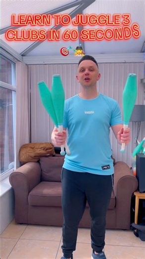 HOW TO JUGGLE 3 CLUBS IN 60 SECONDS #juggling #CHALLENGE #skills #tutorial #learning
