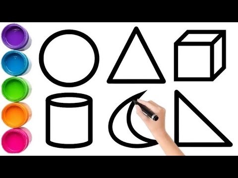 How To Draw And Color Geometric Shapes step by step #kids #drawing
