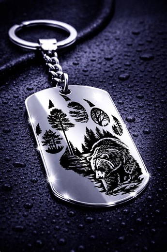 Metal Bear and Bear Paw Pendant, Laser Engraved, Free Personalization - Etsy
