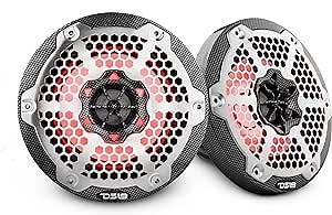 DS18 CF-65M 6.5" Marine Speakers 2-Way with Integrated RGB Lights, Black Carbon Fiber, 100% UV Stable - Water Resistant Speakers, Grills Included, Pair