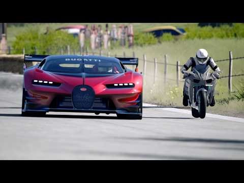 Kawasaki Ninja H2R Supercharged vs Hypercars Bugatti VGT, Centodieci, Lamborghini, Camaro, Ferrari