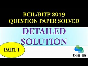 BCIL question paper solved 2019|| BITP -BCIL solved question paper 2019|| question 1-25.