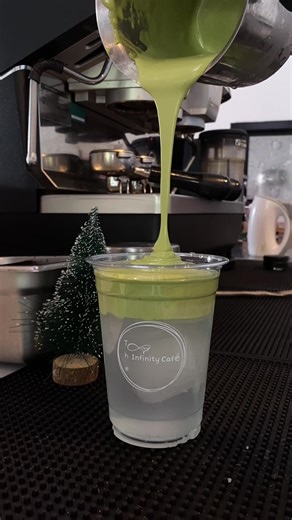 🫗 OPEN 10:00-19:00 PM. Coconut matcha milk foam 🍶 #infinitycafe