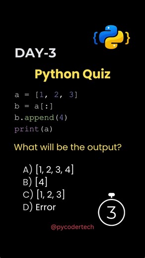 Python Output Quiz | List Copy vs Reference #python #codingquiz
