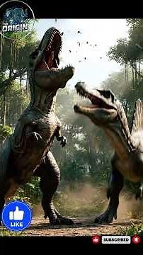 “T-Rex vs Spinosaurus | Ultra-Realistic CGI Dinosaur Fight | The Origin Age” #dinosaur #shortsfeed