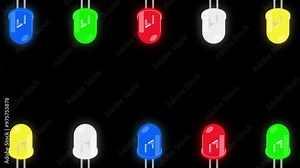 LED isometric animation. LED semiconductor composition. Light emitting diode. Electronic component in isometric style. Transparent background with alpha channel