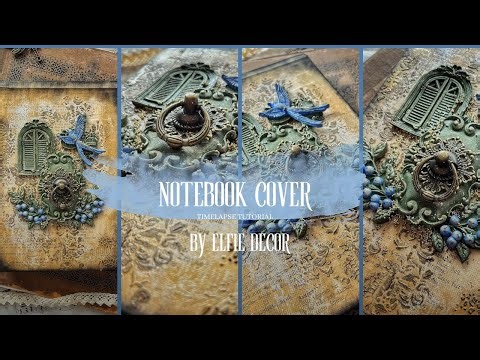 Mix media altered notebook cover timelapse tutorial