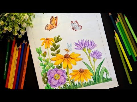 How To Learn Flower Garden Drawing Step By Step For Beginners