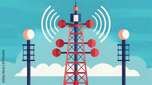 A detailed view of a 5G tower with multiple antennas illustrating the technologys ability to handle high volumes of data traffic and provide