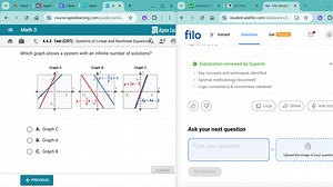 Which graph shows a system with an infinite number of solutions... | Filo