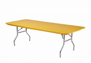 Kwik-Covers 10 Pack Rectangular Plastic Table Covers - 8' Rectangle, Yellow/Gold