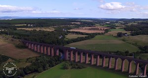 The stunning Culloden Viaduct over the River Nairn just outside of Inverness. Also known as the Nairn or Clava Viaduct! 🚂 It was opened in 1898 and at 1800 ft (549 m) in length, it is the longest masonry viaduct in Scotland! | Andy Innes Aerial Photography