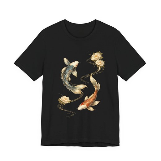 Koi Fish T-shirt, Japanese Koi Graphic Tee, Retro Japanese Art Shirt, Black T-shirt, Asian Graphic Tee, Japanese Style Shirt - Etsy