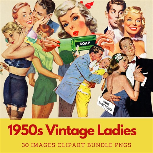 1950s Housewives Clipart Bundle: Vintage Ladies PNG Images (digital Download) - Etsy