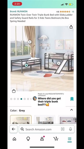 Triple Bunk Bed: Space-Saving Solution with a Fun Slide#TripleBunkBed #SpaceSaving