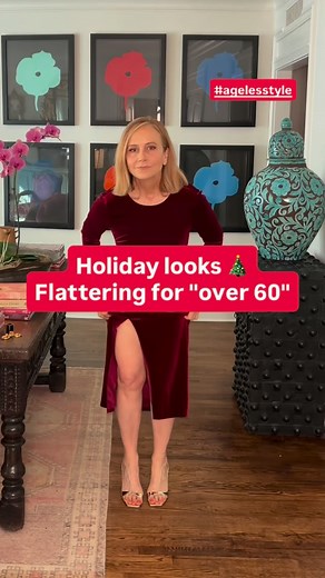 When you spend life in front of the camera, you learn what’s truly flattering, forgiving, and confidence-building , and I’m sharing these so every woman can feel inspired to celebrate her own style this season. Here’s to feeling beautiful, embracing new outfits, and showing the world how #ageless confidence always looks good. Velvet dress: @vincecamuto white set: @antoniomelaniofficial Both at @dillards #over60 #over50 #holidaystyle #fashiongram | Jane McGarry