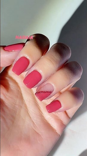 Warm coral vibe color block nails dipping ✨💅 with nude shimmering base & Radiant Ruby super shine