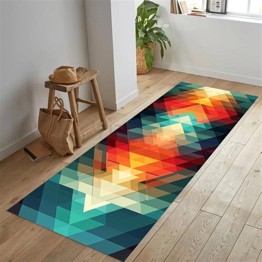Mid Century Modern Runner Rug, Customizable, Non-slip - Etsy