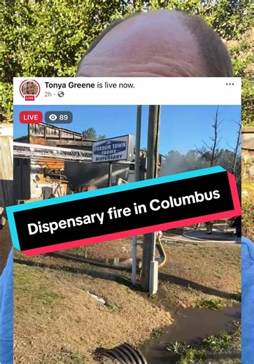 Some breaking news developing in Columbus, Mississippi, a local dispensary has burned to the ground, smoke filling the air, and it’s being captured live on Facebook as we speak.