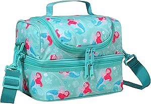Lunch Bag for Girls, ChaseChic Kids Lunch Bag Insulated Lunch Box Lightweight Lunch Organizer Leak-Proof Cooler Bag with Dual Compartment and Detachable Adjustable Shoulder Strap, Mermaid