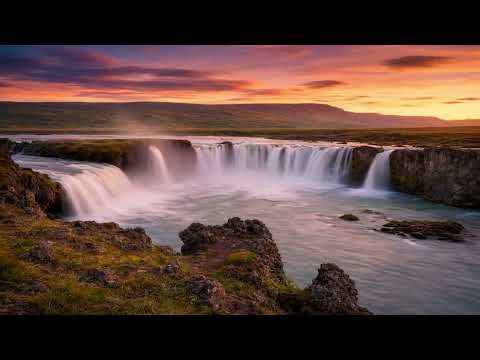 Sunset Canyon Waterfall 🌅🌊 | 4K Relaxing Nature Sounds for Sleep, Focus & Stress Relief
