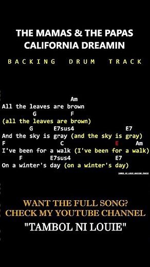 The Mamas & The Papas - California Dreamin (Chords with Lyrics & Drums) #californiadreamin