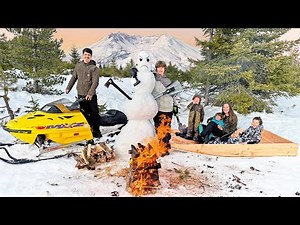 Winter Snow Adventure on a Giant Homemade Sled