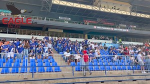 FNB KUDU RUGBY CLUB fans, who made the journey from Walvis Bay to cheer on FNB Kudus II in the Namibia Rugby Union Reserve League Final, in full voice at the Hage Geingob Stadium in Windhoek as their team faces FNB Wanderers II. | Eagle FM Namibia
