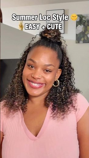 Summer Loc Styles 🌞 Half up, half down with a half wig #locs #locsstyles
