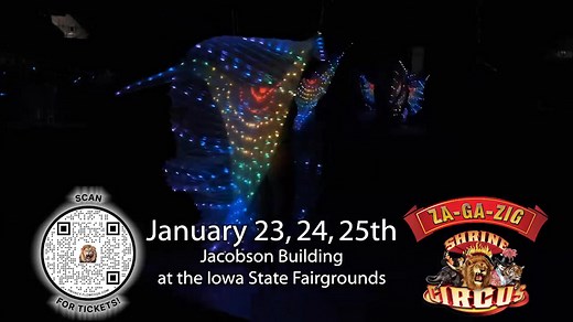 Buy tickets now January 23-25 Shrine Circus Three Rings of acts and Shrine Clown Jacobson Building Iowa State Fair Grounds | ZA GA ZIG Shrine