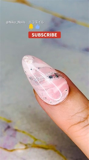 【110】適当に引くだけ。100均ダイソーでマーブルネイル💅🏻ピンク系×シルバーグリッター✨ #セルフネイル #ジェルネイル #nails #ネイル