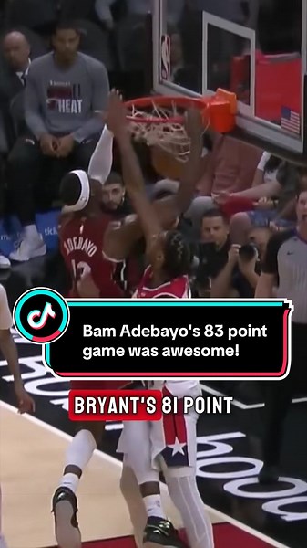 Bam Adebayo's 83 point game was awesome! #fyp #nba #bamadebayo #heat #wizards