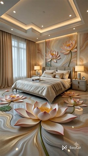 I made a lotus epoxy luxury bedroom ✨️ #epoxy #epoxyfloor #resinart #halldecor