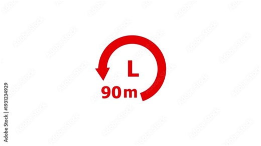 90 Minute Circular Countdown Timer Animation with Modern Progress Ring for Deadline and Promotional Videos