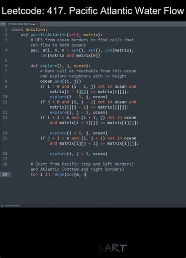 Leetcode 417. Pacific Atlantic Water Flow in Python | Python Leetcode | Python Coding Tutorial