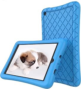 Amazon Fire 7 Tablet Case (7th Generation, 2017 Release Only) - Slim Silicone Light Weight Cover, Anti Slip Shockproof Kids Friendly Protective Case for Kindle Fire 7 Tablet, Blue