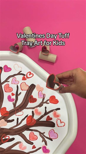 Heart prints💕 Make adorable heart prints using recycled cardboard rolls ♻️ Our high-quality Tuff Tray Paper Pad provides an ideal base. Tear back a sheet from the pad to start a new project! #TuffTrayActivity #IdeasForKids #KidsPaintingIdeas #TuffTray #EasyCraft