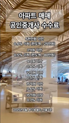 아파트 매매 공인중개사 수수료 (2025년 6월 기준)