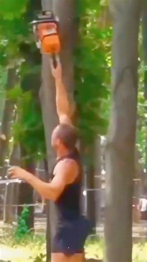 Failed to cut down the tree.#funny #fails #fyp #treecutting