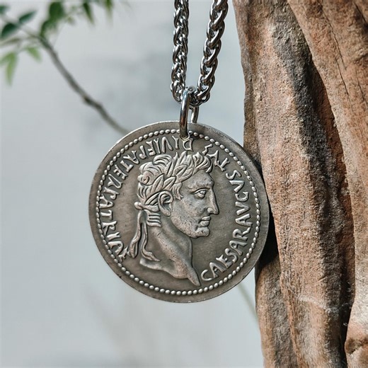 Handmade Ancient Roman Silver Coin Necklace Vintage Octavian Emperor Pendant Minimalist Ancient Coins Jewelry - Etsy