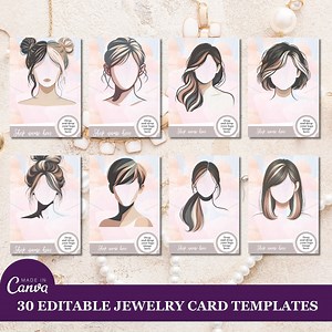 Jewelry Display Card, 30 Editable Earring Display Card, Earring Tag, Necklace Card Template, Custom Jewelry Card, Girl Portrait Abstract - Etsy