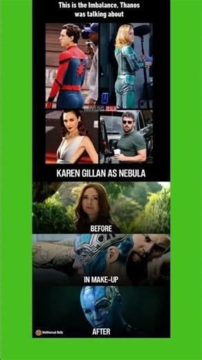 Nebula Before her makeup vs after makeup #marvel #avengers #nebula #trending #shorts #yt #mcu #funny