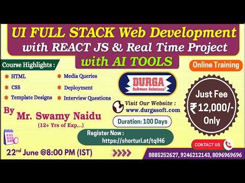 UI FULL STACK Web Development with REACT JS Online Training @ DURGASOFT