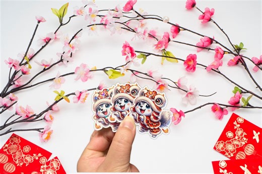 Lion Dance Dog Sticker – Lunar New Year Vinyl Decal, Cute CNY Gift, Chinese New Year Favors - Etsy