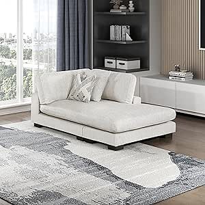 Lexicon Modular Sectional Sofa for Living Room, Textured Microfiber Reversible Chaise with 2 Pillows, Units of Modular Sectional Couch, Upholstered Chair for Customizable Sectional Sofa Couch, Beige