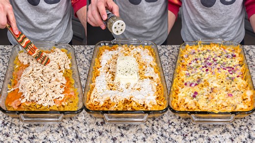 Dump and bake buffalo chicken pasta