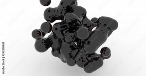Dark chemical substance disintegration abstract 3d footage. Black separating molecule, deforming metaball realistic animation. Futuristic liquid, deforming shape isolated on white background video